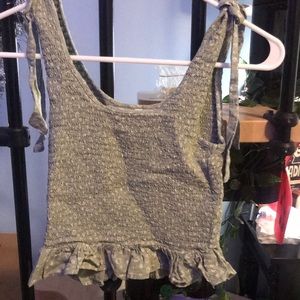 Sage flower print ties shoulder